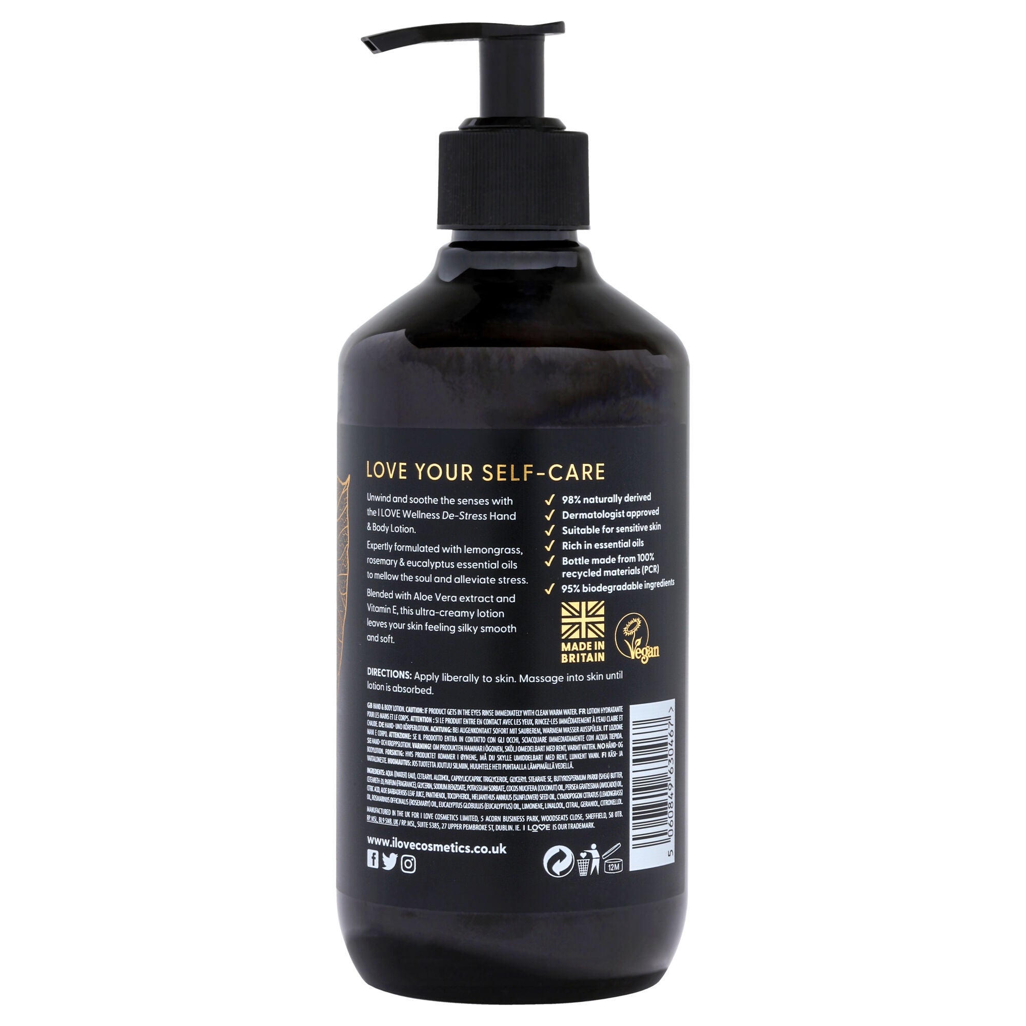 Wellness Hand and Body Lotion - De-Stress by I Love Cosmetics for Women - 16.9 oz Body Lotion, See Description, alternate image number 2