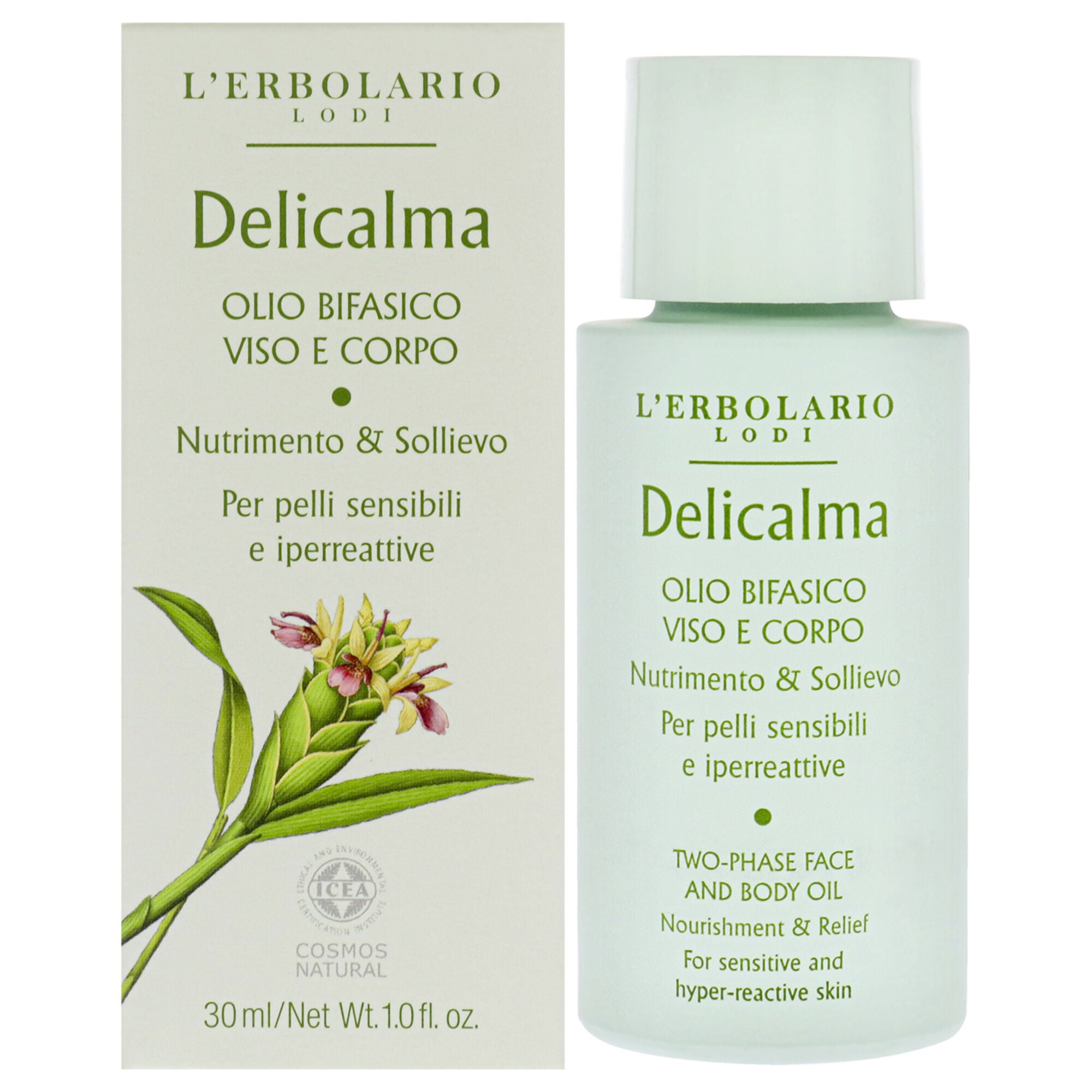 Delicalma Two-Phase Face and Body Oil by LErbolario for Unisex - 1 oz Oil, See Description, hi-res image number 0