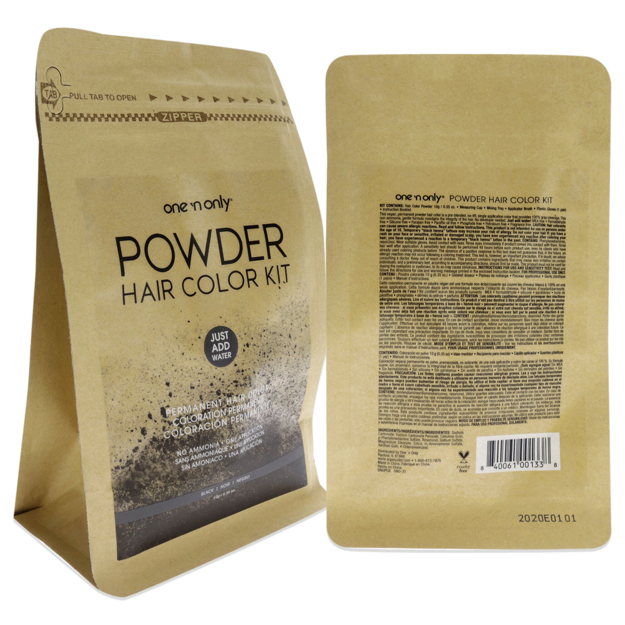 Powder Hair Color Kit - Black by One n Only for Unisex - 0.35 oz Hair Color, See Description, alternate image number 2