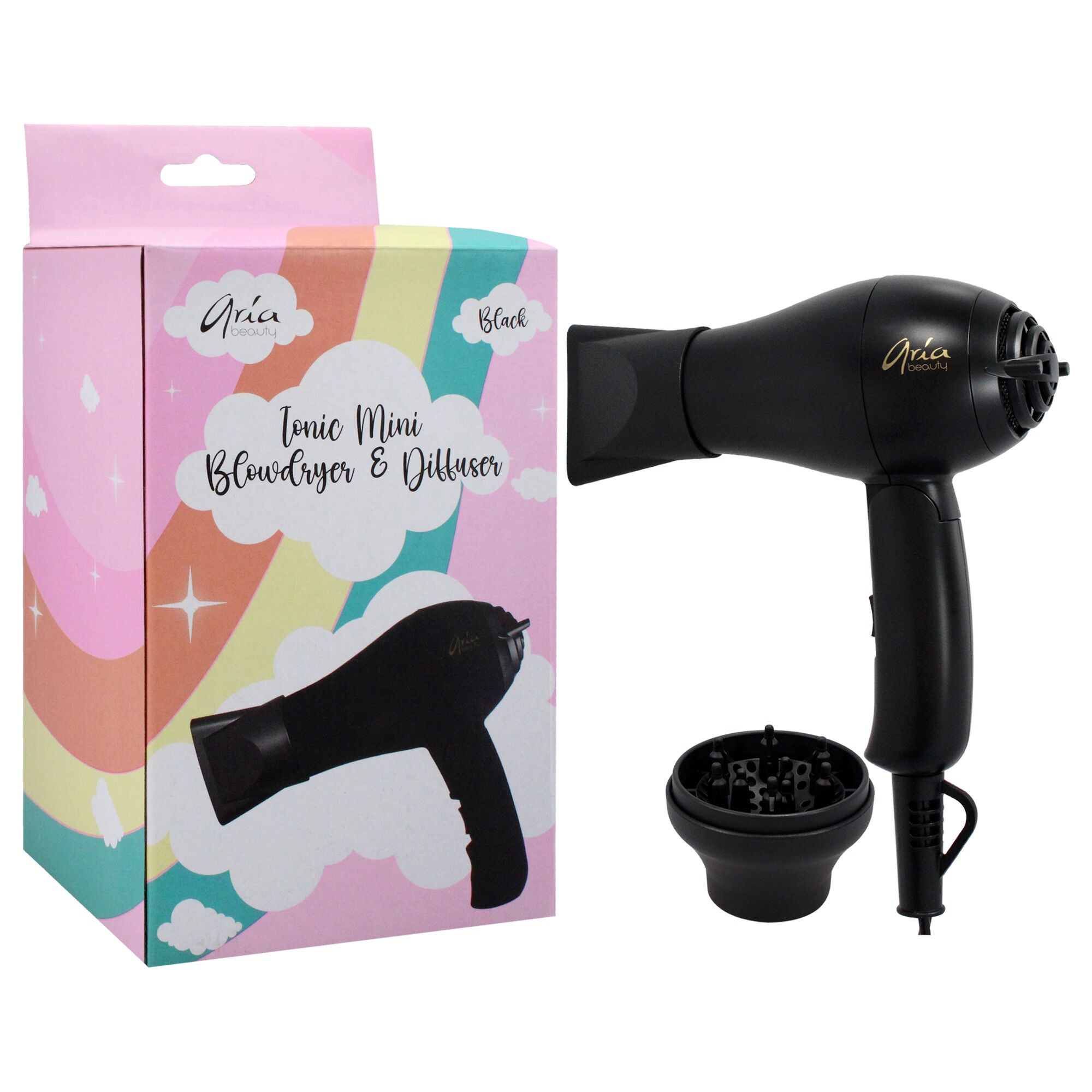Tonic Mini Blow Dryer and Diffuser - Black by Aria Beauty for Women - 1 Pc Hair Dryer, See Description, alternate image number 2