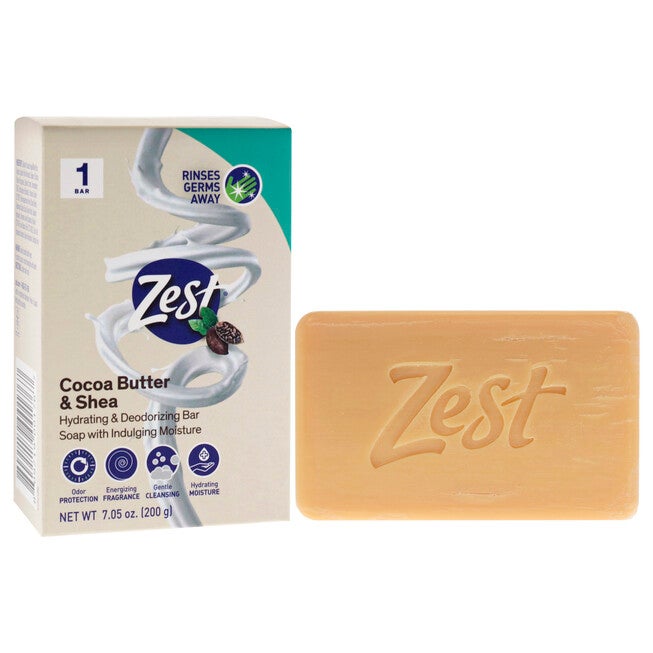 Hydrating Deodorant Bar Soap - Cocoa Butter and Shea by Zest for Women - 7 oz Bar Soap, See Description, alternate image number 3