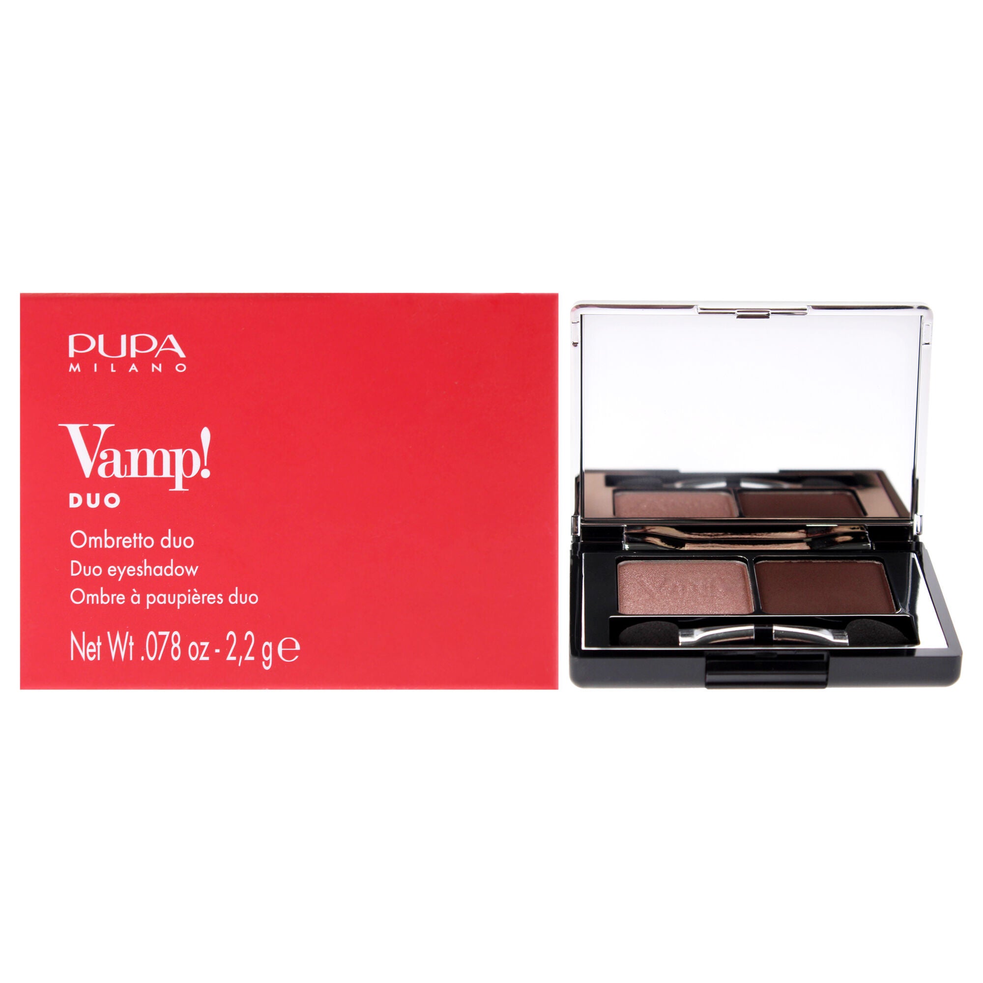 Vamp! Compact Duo Eyeshadow - 002 Pink Earth by Pupa Milano for Women - 0.078 oz Eye Shadow, See Description, hi-res image number 0