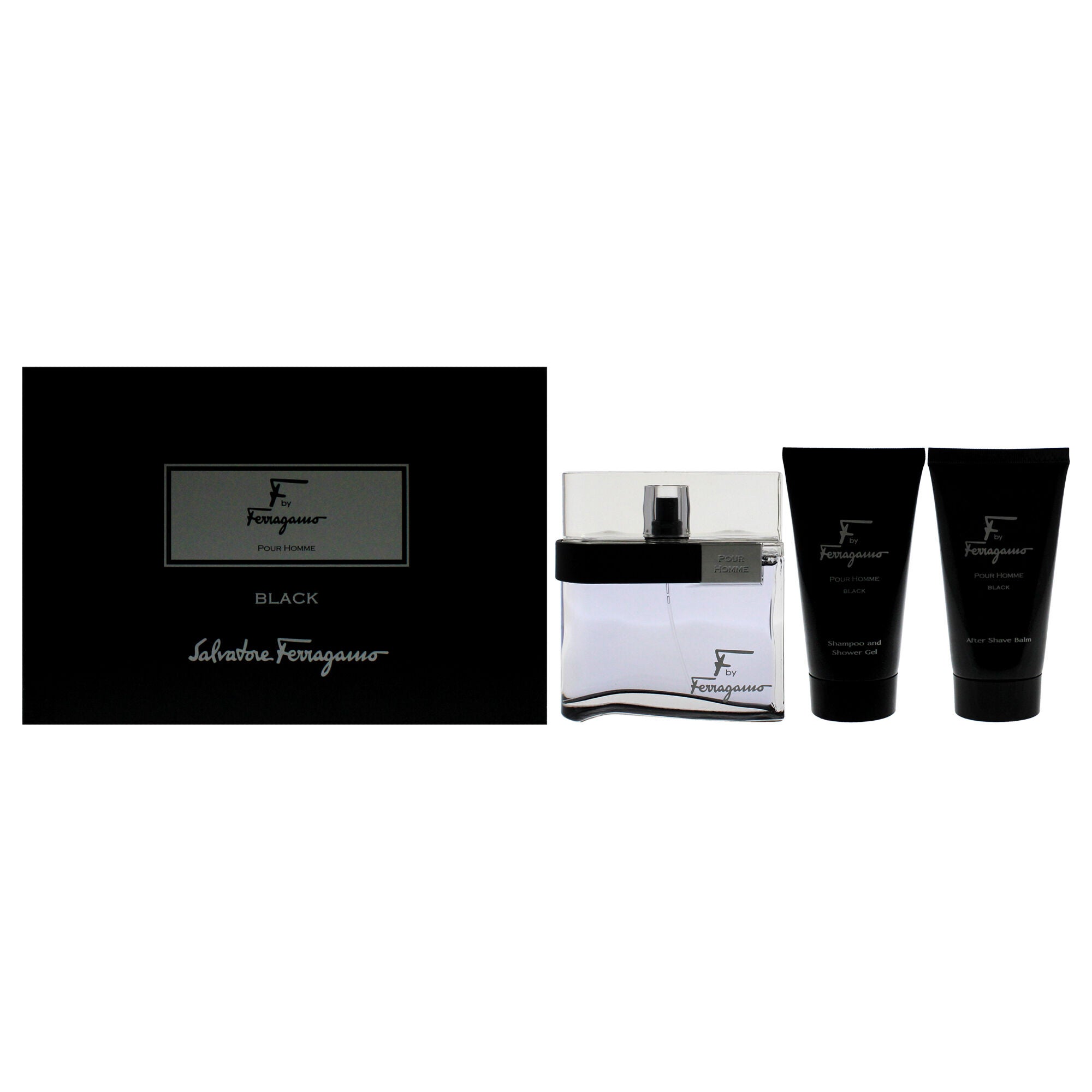 F Black by Salvatore Ferragamo for Men - 3 Pc Gift Set 3.4oz EDT Spray, 2.5oz Shampoo and Shower Gel, 2.5oz After Shave Balm, See Description, hi-res image number 0