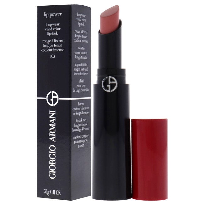 Lip Power Longwear Vivid Color Lipstick - 103 Pinky Peach by Giorgio Armani for Women - 0.11 oz Lipstick, NA, alternate image number null
