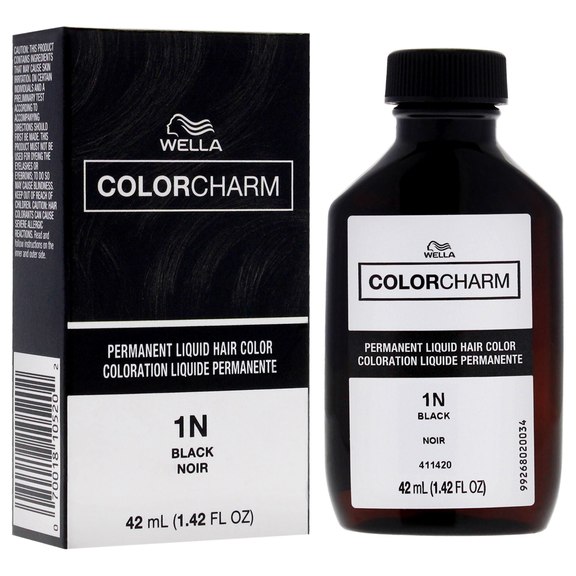 Color Charm Permanent Liquid Hair Color - 1N 051 Black by Wella for Unisex - 1.42 oz Hair Color, See Description, alternate image number 2