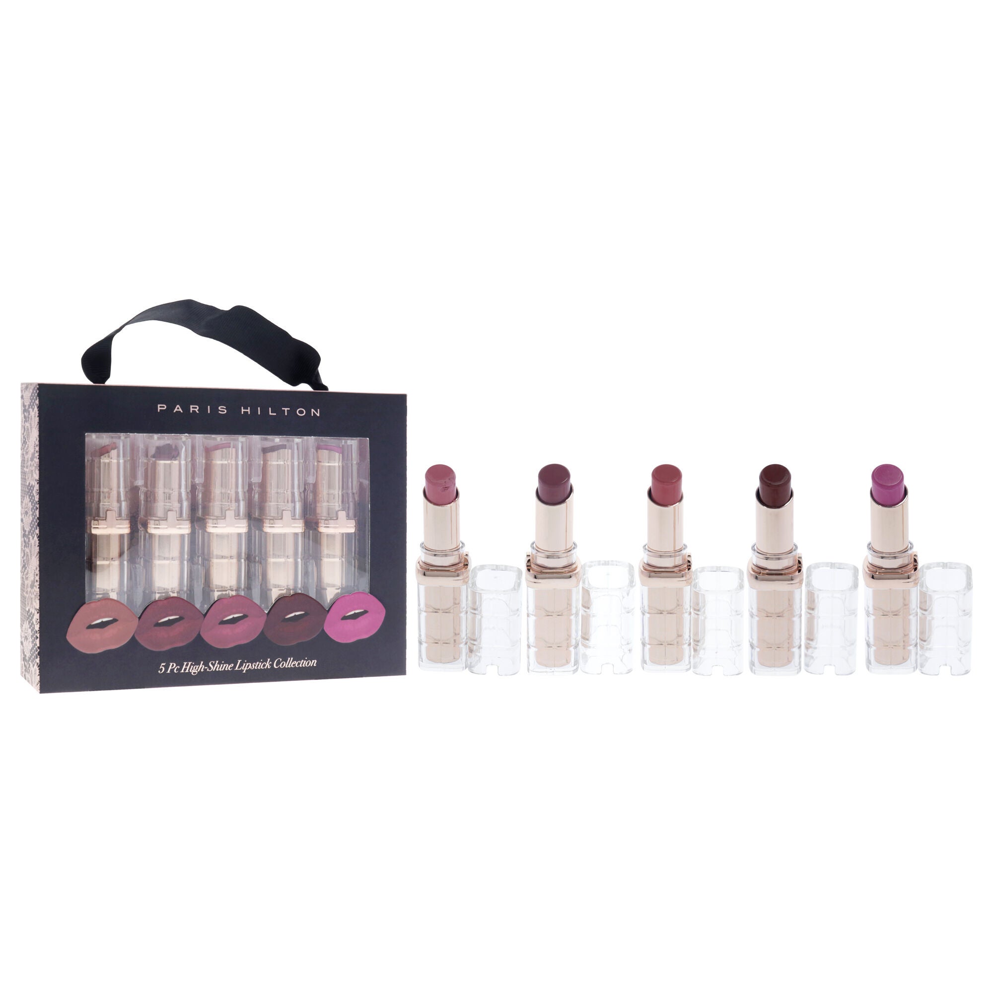 High-Shine Lipstick Collection by Paris Hilton Cosmetics for Women - 5 x 0.13 oz Lipstick, See Description, alternate image number 1