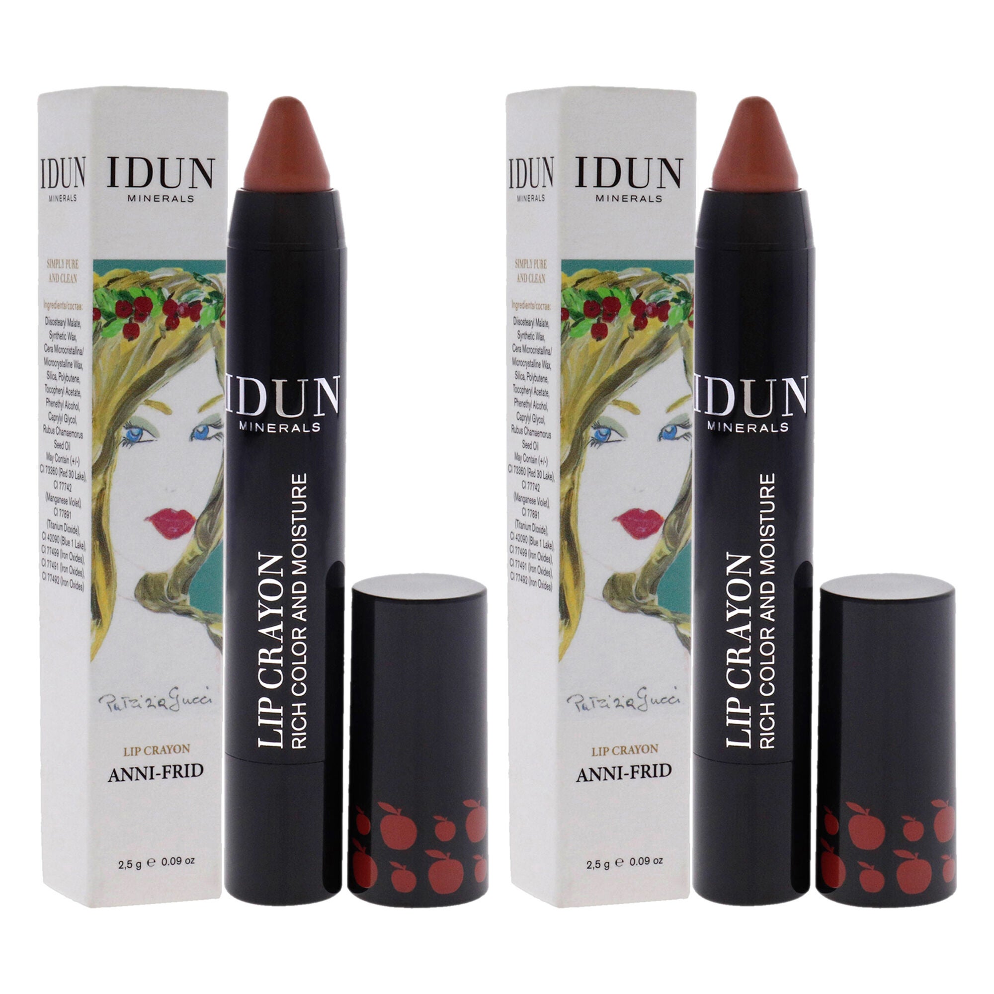 Lip Crayon - 402 Anni-Frid by Idun Minerals for Women - 0.09 oz Lipstick - Pack of 2, See Description, alternate image number 2