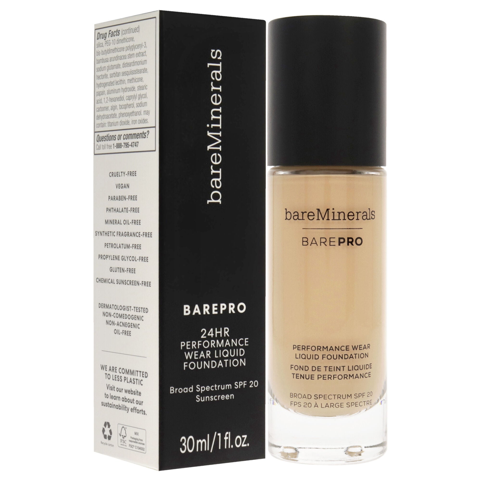 Barepro Performance Wear Liquid Foundation SPF 20 - 11 Natural by bareMinerals for Women - 1 oz Foundation, See Description, alternate image number 2