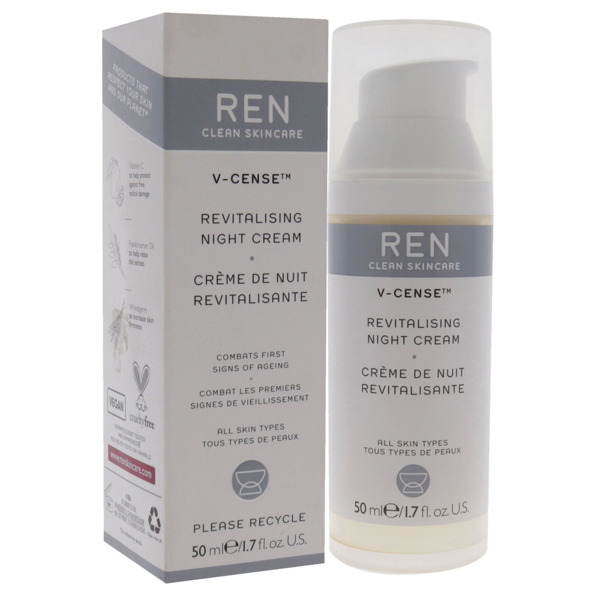 V-Cense Revitalising Night Cream by REN for Unisex - 1.7 oz Cream, , alternate image number 6