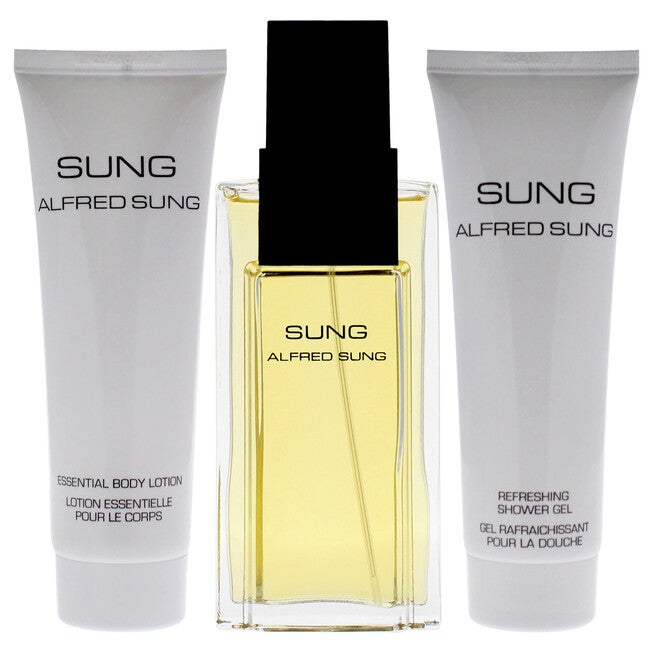 Sung by Alfred Sung for Women - 3 Pc Gift Set 3.4oz EDT Spray, 2.5oz Essential Body Lotion, 2.5oz Refreshing Shower Gel, See Description, alternate image number null