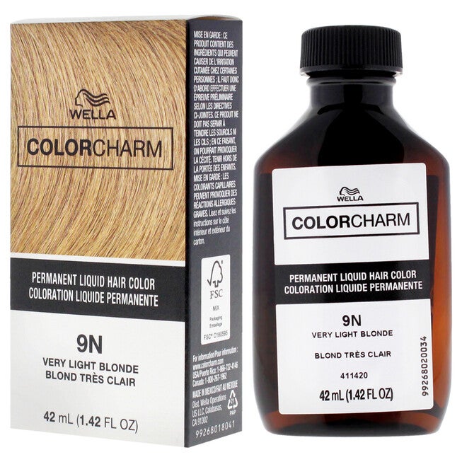 Color Charm Permanent Liquid Hair Color - 9N Very Light Blonde by Wella for Unisex - 1.42 oz Hair Color, NA, alternate image number null