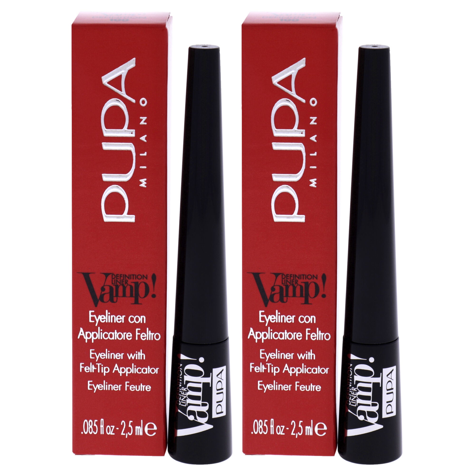 Vamp! Definition Liner - 100 Extra Black by Pupa Milano for Women - 0.85 oz Eyeliner - Pack of 2, See Description, hi-res image number 0