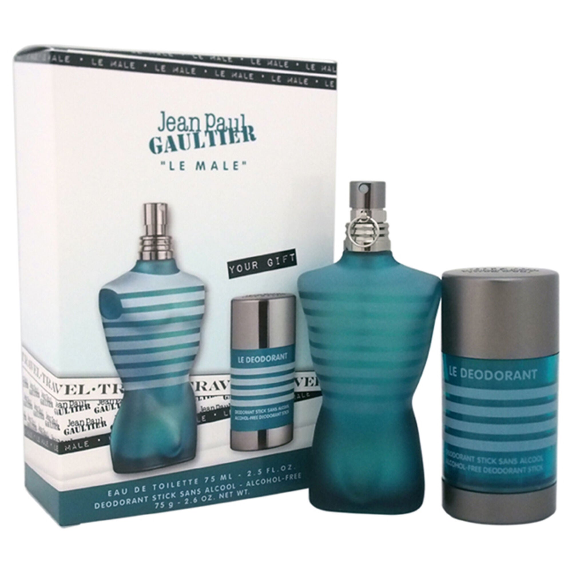 Le Male by Jean Paul Gaultier for Men - 2 Pc Gift Set 2.5oz EDT Spray, 2.6oz Alcohol Free Deodorant Stick, See Description, hi-res image number 0