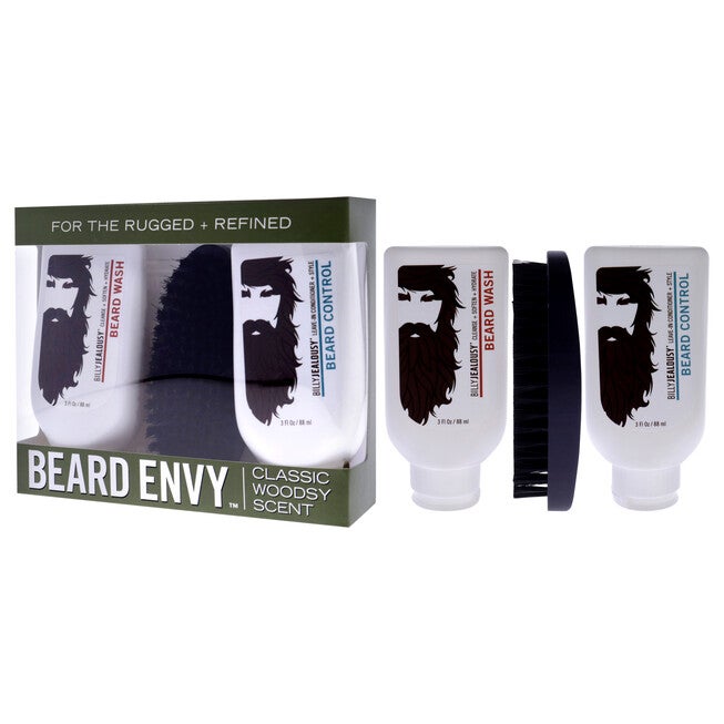 Beard Envy Kit by Billy Jealousy for Men - 3 Pc 3oz Beard Wash, 3oz Beard Control, Brush, NA, alternate image number null