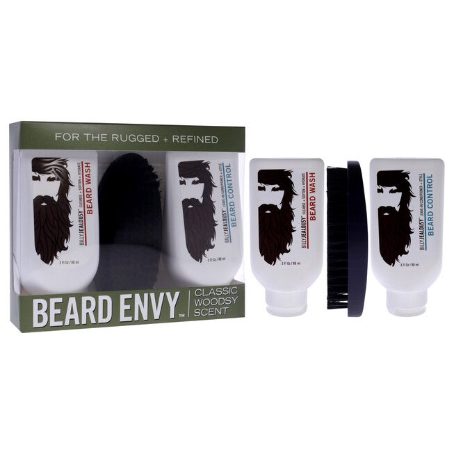 Beard Envy Kit by Billy Jealousy for Men - 3 Pc 3oz Beard Wash, 3oz Beard Control, Brush, NA, alternate image number null