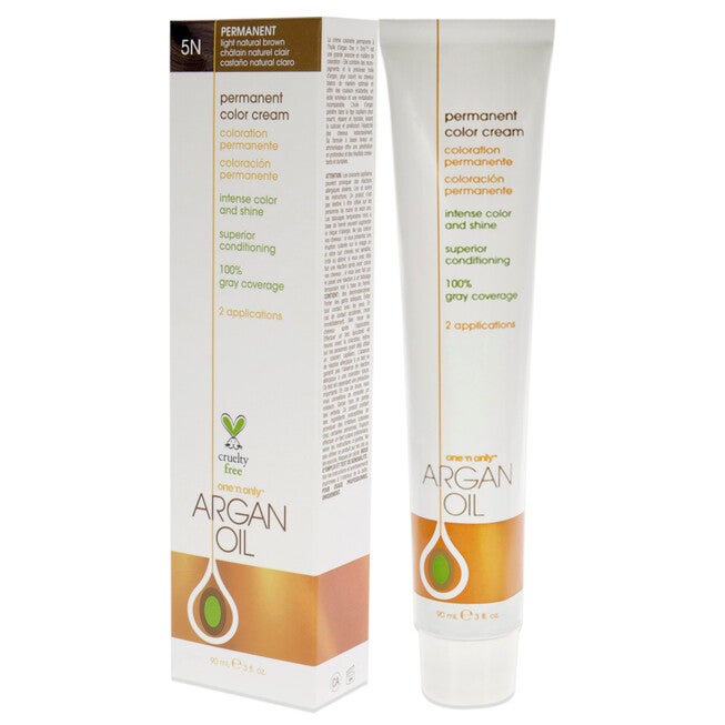 Argan Oil Permanent Color Cream - 5N Light Natural Brown by One n Only for Unisex - 3 oz Hair Color, NA, alternate image number null