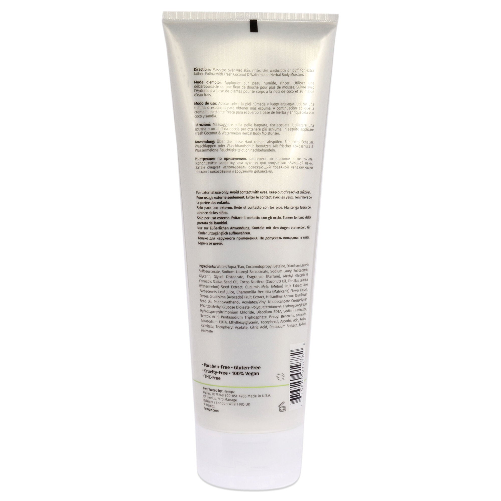 Fresh Coconut and Watermelon Herbal Body Wash by Hempz for Unisex - 8.5 oz Body Wash, See Description, alternate image number 1