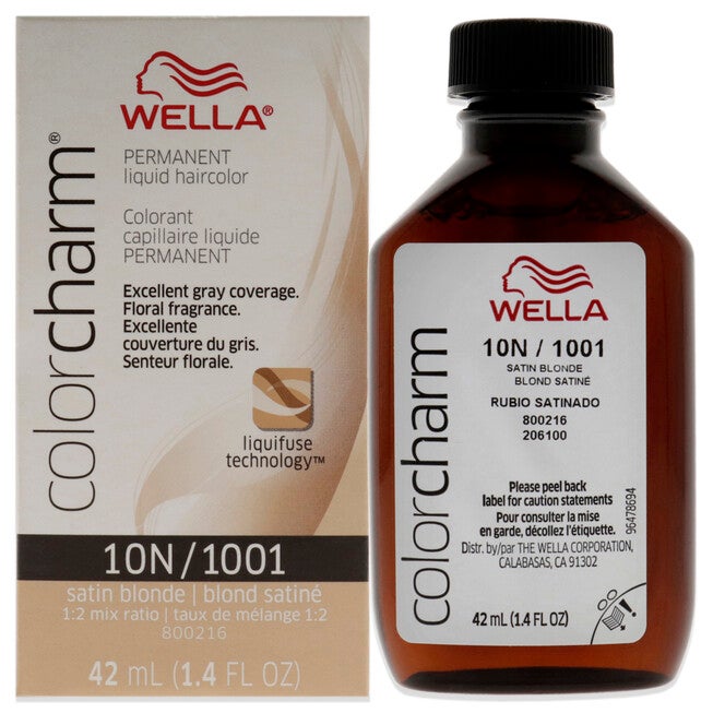 Color Charm Permanent Liquid Haircolor - 1001 10N Satin Blonde by Wella for Unisex - 1.4 oz Hair Color, NA, hi-res image number null