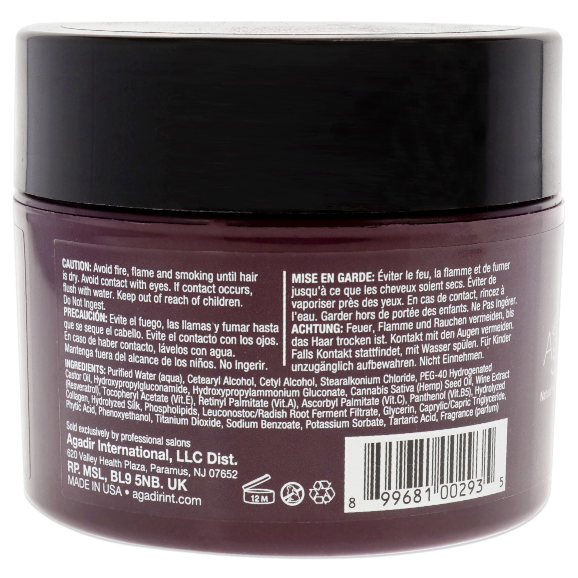 Hemp and Red Wine Deep Repair Masque by Agadir for Unisex - 8 oz Masque, See Description, alternate image number 1