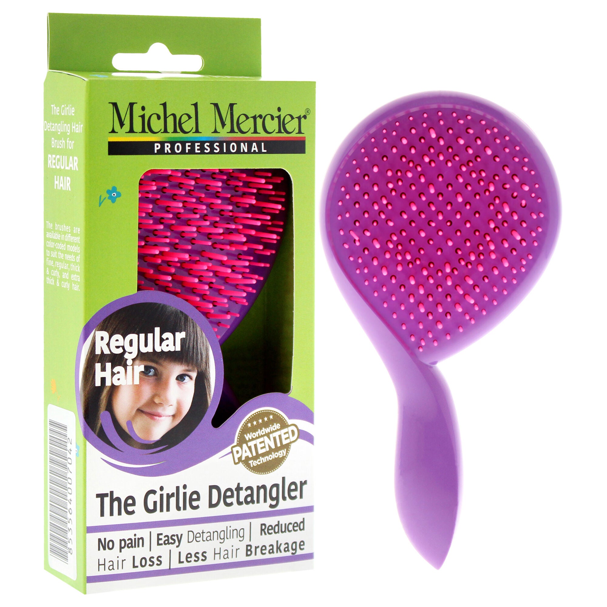 The Girlie Detangler Brush Regular Hair - Pink-Purple by Michel Mercier for Women - 1 Pc Hair Brush, See Description, alternate image number 2