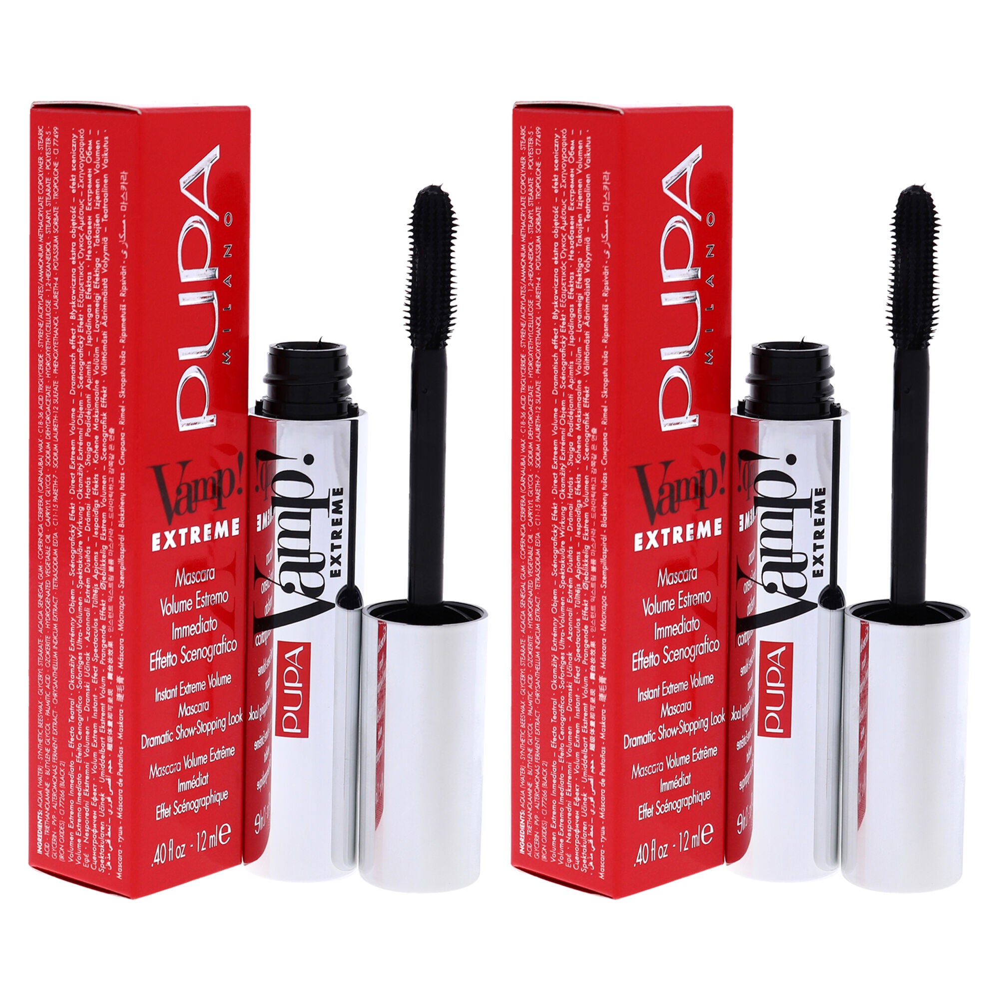 Vamp! Extreme Mascara - 010 Extra Black by Pupa Milano for Women - 0.4 oz Mascara - Pack of 2, , alternate image number 6
