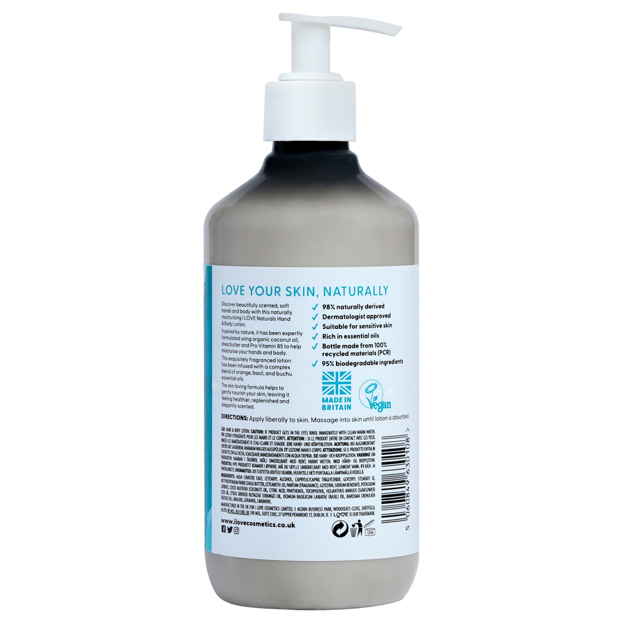 Naturals Hand and Body Lotion - Bergamot and Seaweed by I Love Cosmetics for Women - 16.9 oz Body Lotion, See Description, alternate image number 1