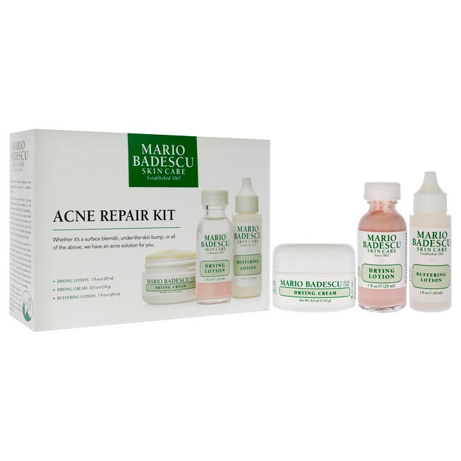 Acne Repair Kit by Mario Badescu for Unisex - 3 Pc 1oz Drying Lotion, 1oz Buffering Lotion, 0.5oz Drying Cream, , alternate image number null