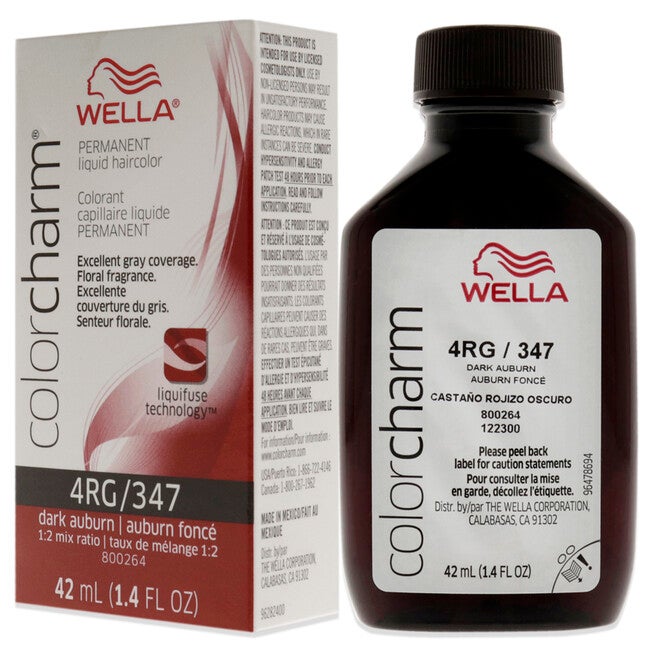 Color Charm Permanent Liquid Hair Color - 347 4RG Dark Auburn by Wella for Unisex - 1.42 oz Hair Color, See Description, alternate image number 3