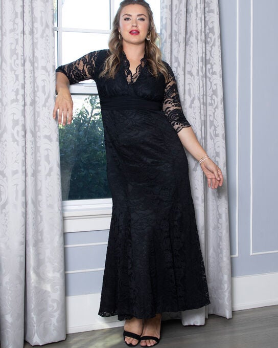Screen Siren Lace Evening Gown, Onyx, hi-res image number null