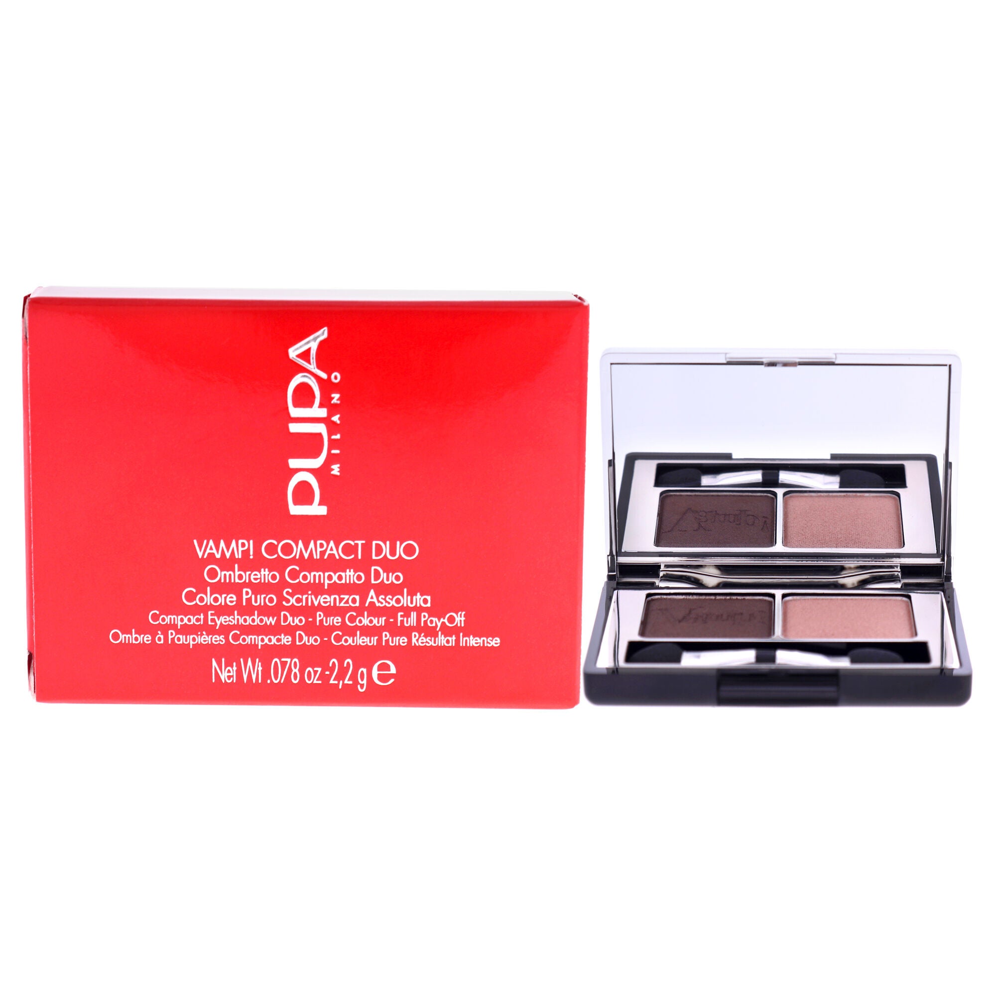 Vamp! Compact Duo Eyeshadow - 004 Bronze Amber by Pupa Milano for Women - 0.078 oz Eye Shadow, See Description, hi-res image number 0