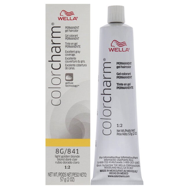 Color Charm Permanent Hair Color Gel - 8G 841 Light Golden Blonde by Wella for Unisex - 2 oz Hair Color, NA, hi-res image number null