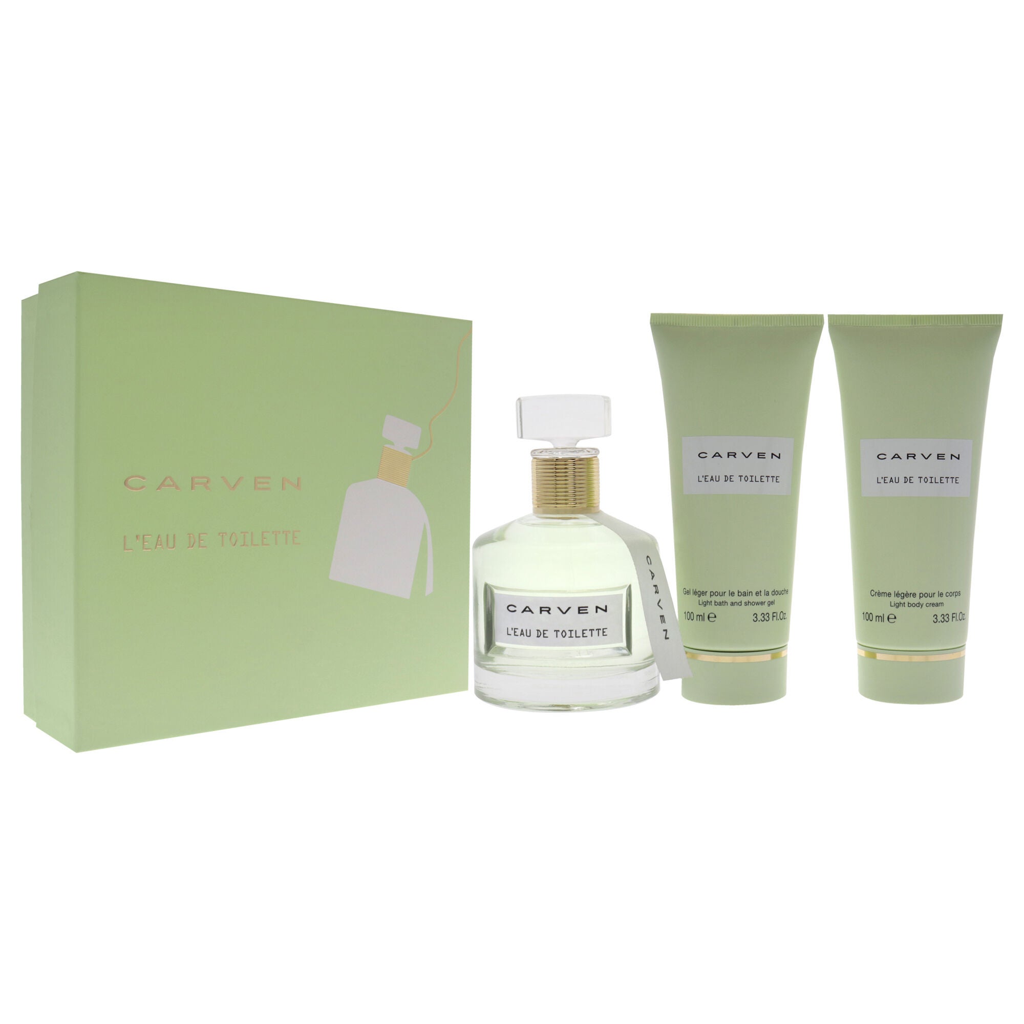 LEau De Toilette by Carven for Women - 3 Pc Gift Set 3.33oz EDT Spray, 3.33oz Light Body Cream, 3.33oz Ligth Bath and Shower Gel, See Description, alternate image number 2