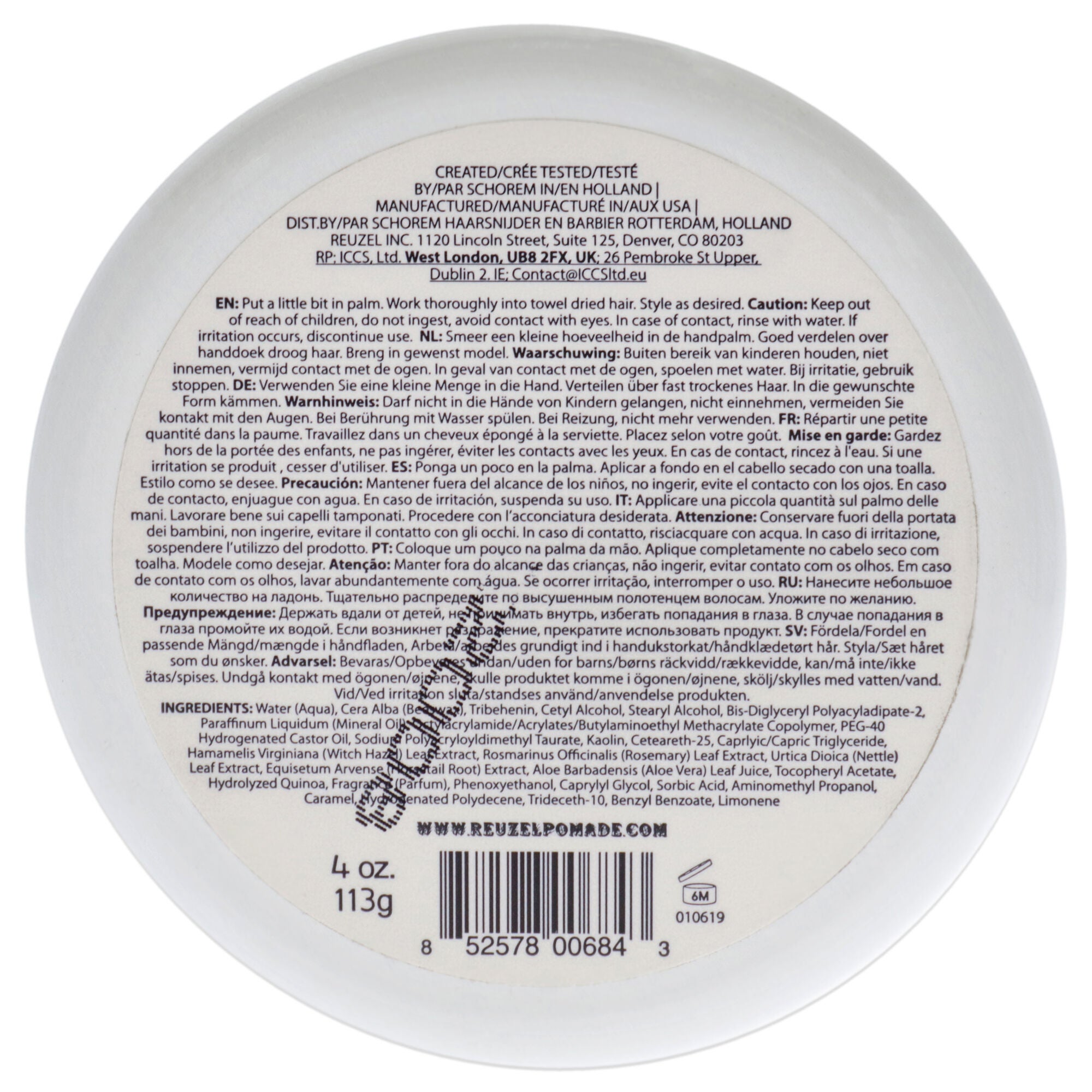 Clay Matte Pomade by Reuzel for Men - 4 oz Pomade, , alternate image number 3