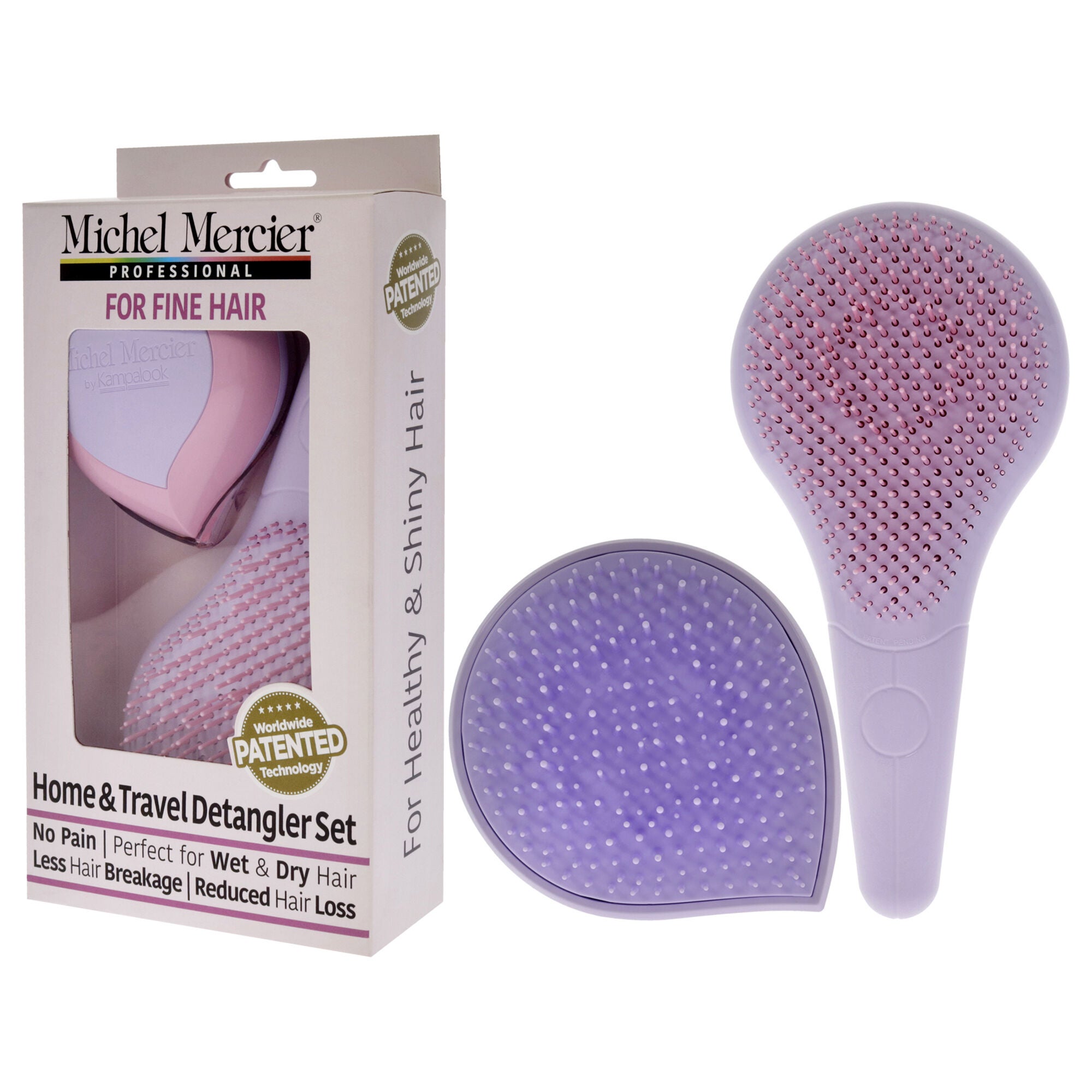 Home and Travel Detangler Set - Fine Hair by Michel Mercier for Unisex - 2 Pc The Classic Detangler Brush, The Travel Detangler Brush, See Description, alternate image number 2