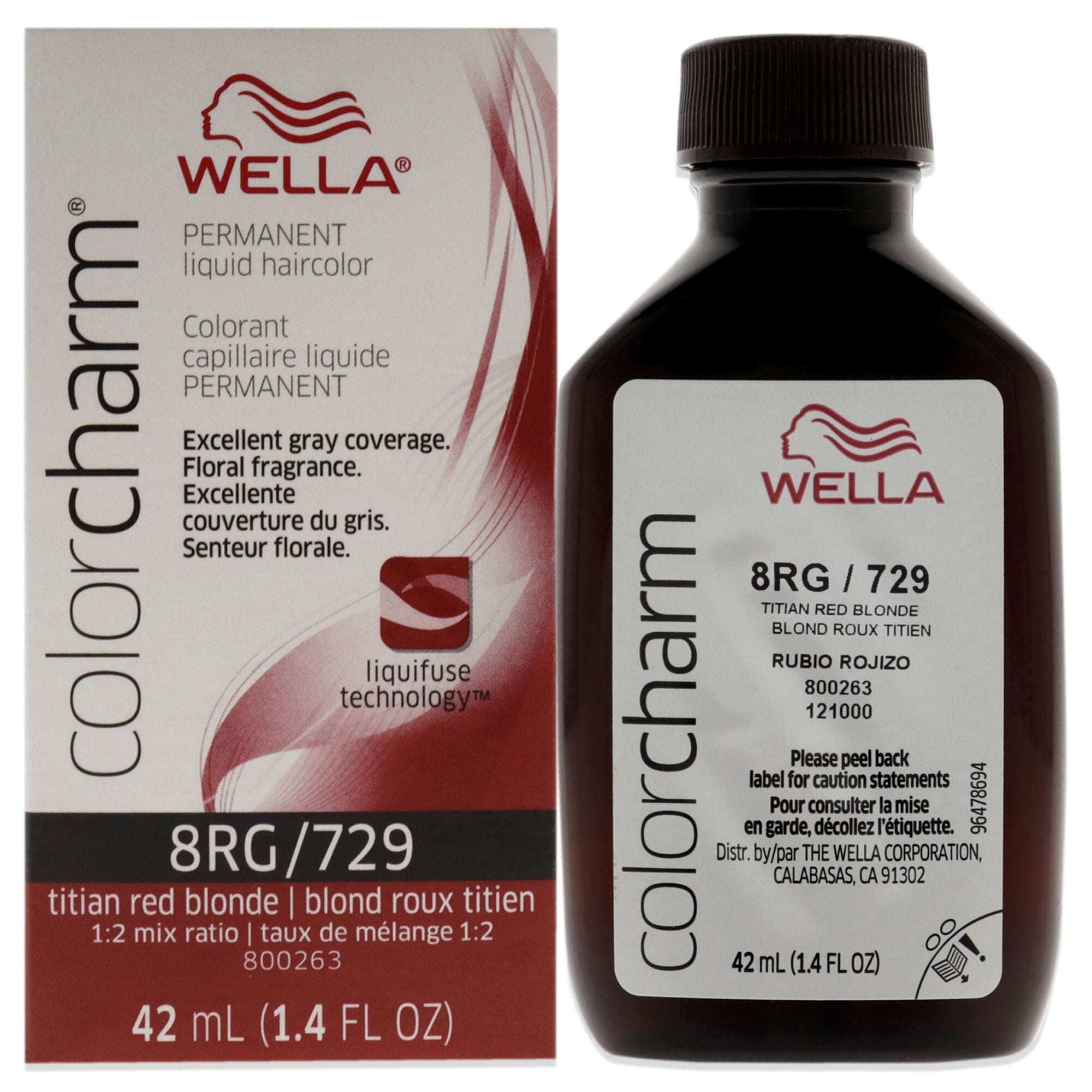Color Charm Permanent Liquid Haircolor - 729 8RG Titian Red Blonde by Wella for Unisex - 1.4 oz Hair Color, See Description, hi-res image number 0