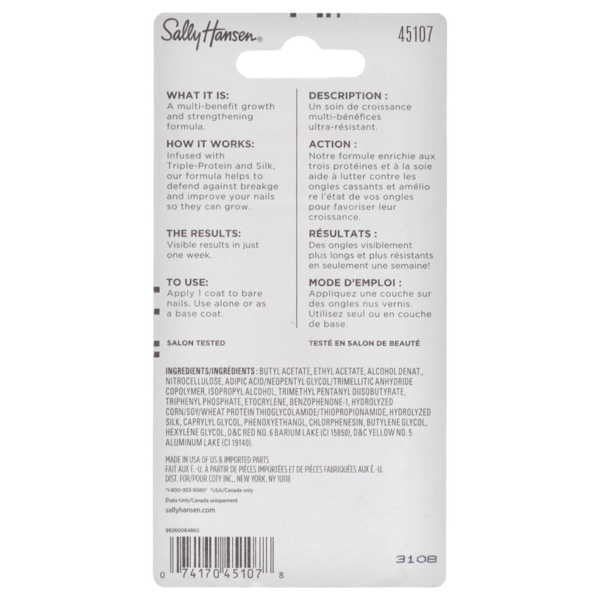 Maximum Growth Treatment - 45107 Clear by Sally Hansen for Women - 0.45 oz Nail Treatment, See Description, alternate image number 2