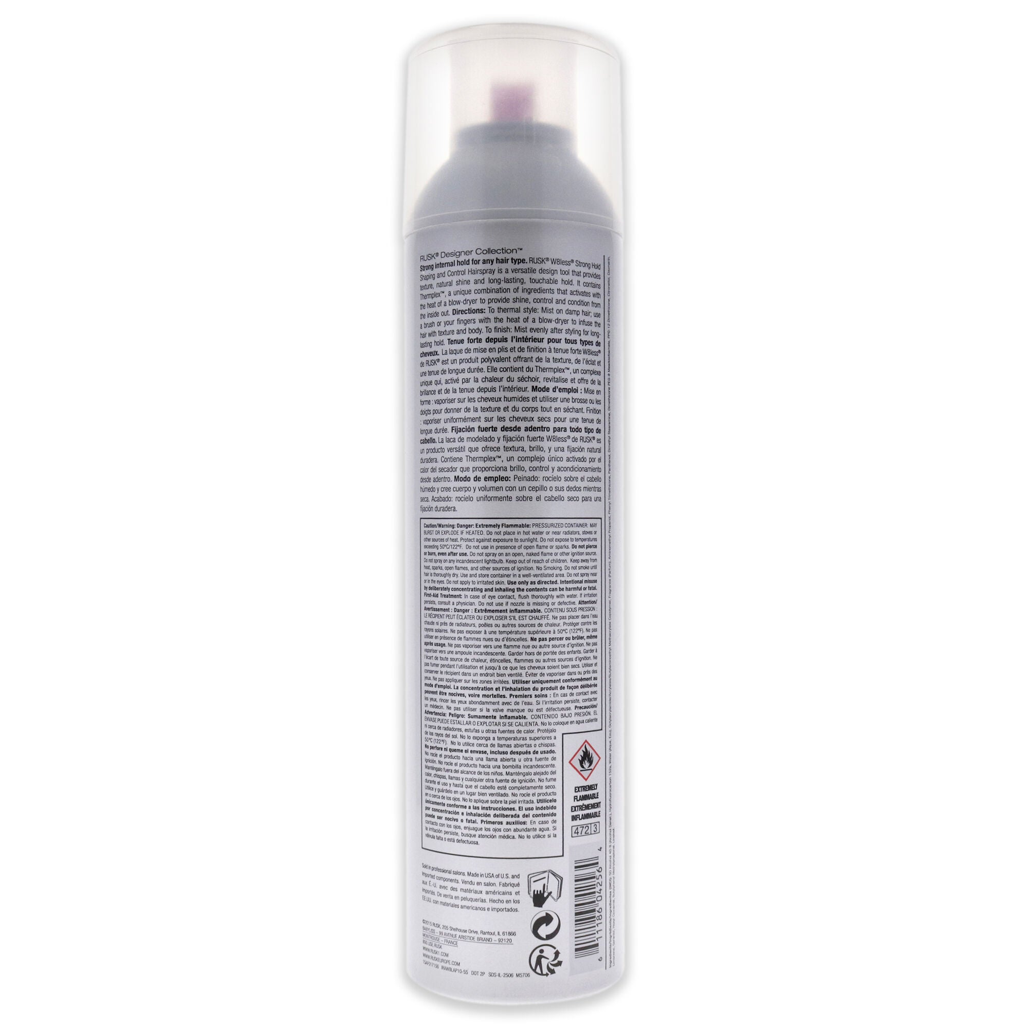 W8less Strong Hold Shaping and Control Hairspray by Rusk for Unisex - 10 oz Hair Spray, See Description, alternate image number 1
