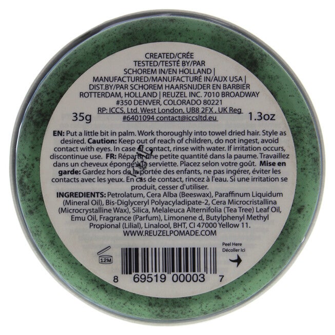Green Grease Medium Hold Pomade by Reuzel for Men - 1.3 oz Pomade, See Description, alternate image number null