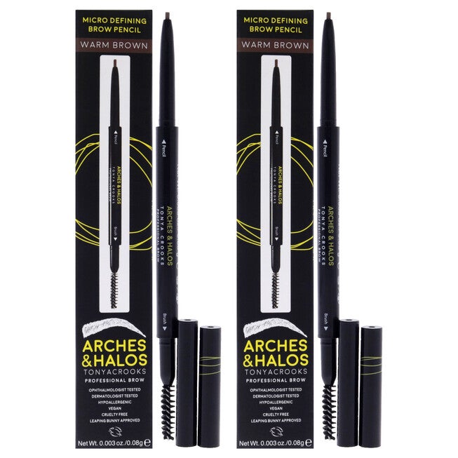 Micro Defining Brow Pencil - Warm Brown by Arches and Halos for Women - 0.003 oz Eyebrow Pencil - Pack of 2, NA, hi-res image number null