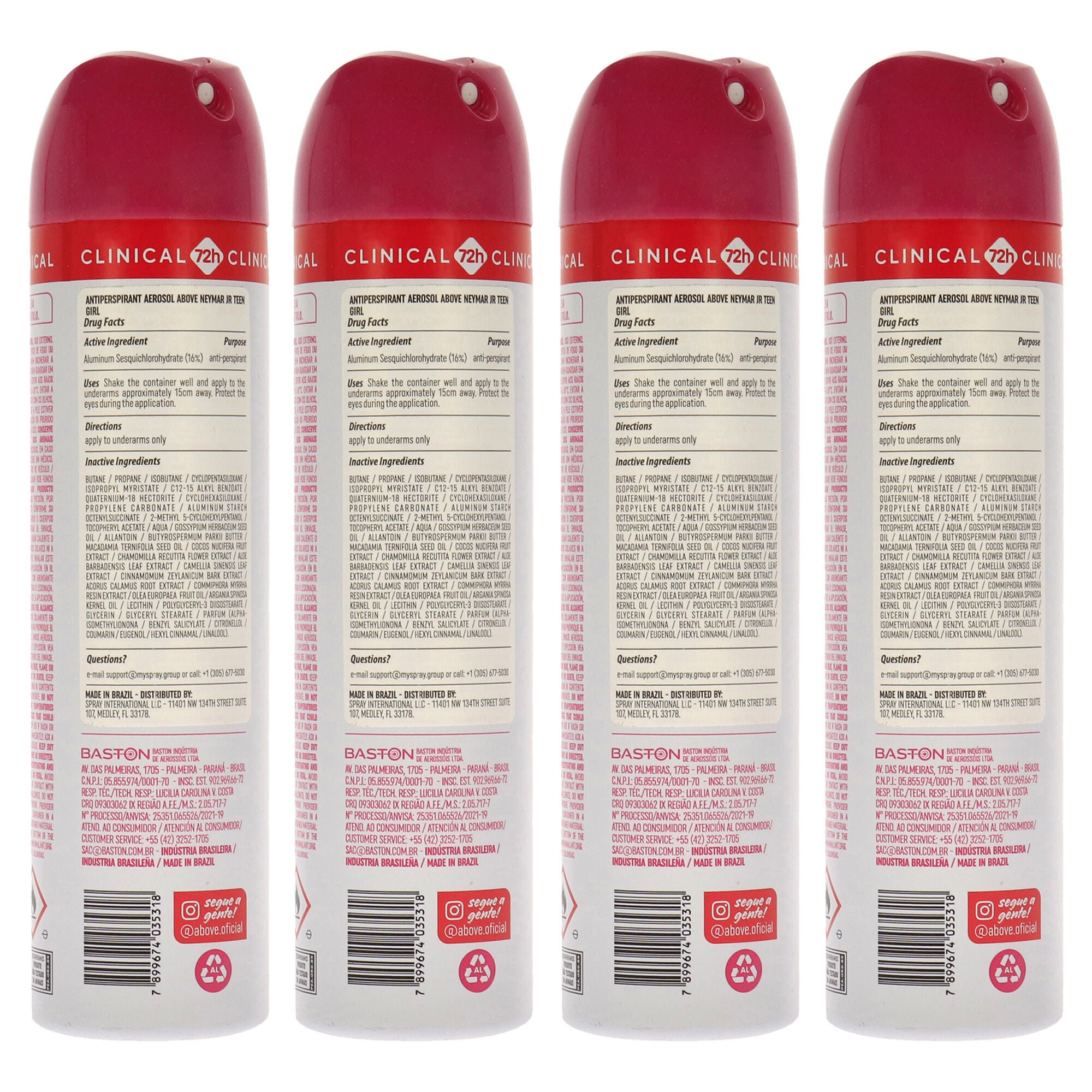 72 Hours Neymar Jr Derma Clinical Antiperspirant Deodorant - Teen Girl by Above for Women - 3.17 oz Deodorant Spray - Pack of 4, , alternate image number 3