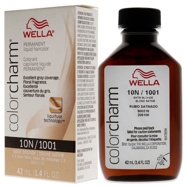 Color Charm Permanent Liquid Haircolor - 1001 10N Satin Blonde by Wella for Unisex - 1.4 oz Hair Color, NA, alternate image number null