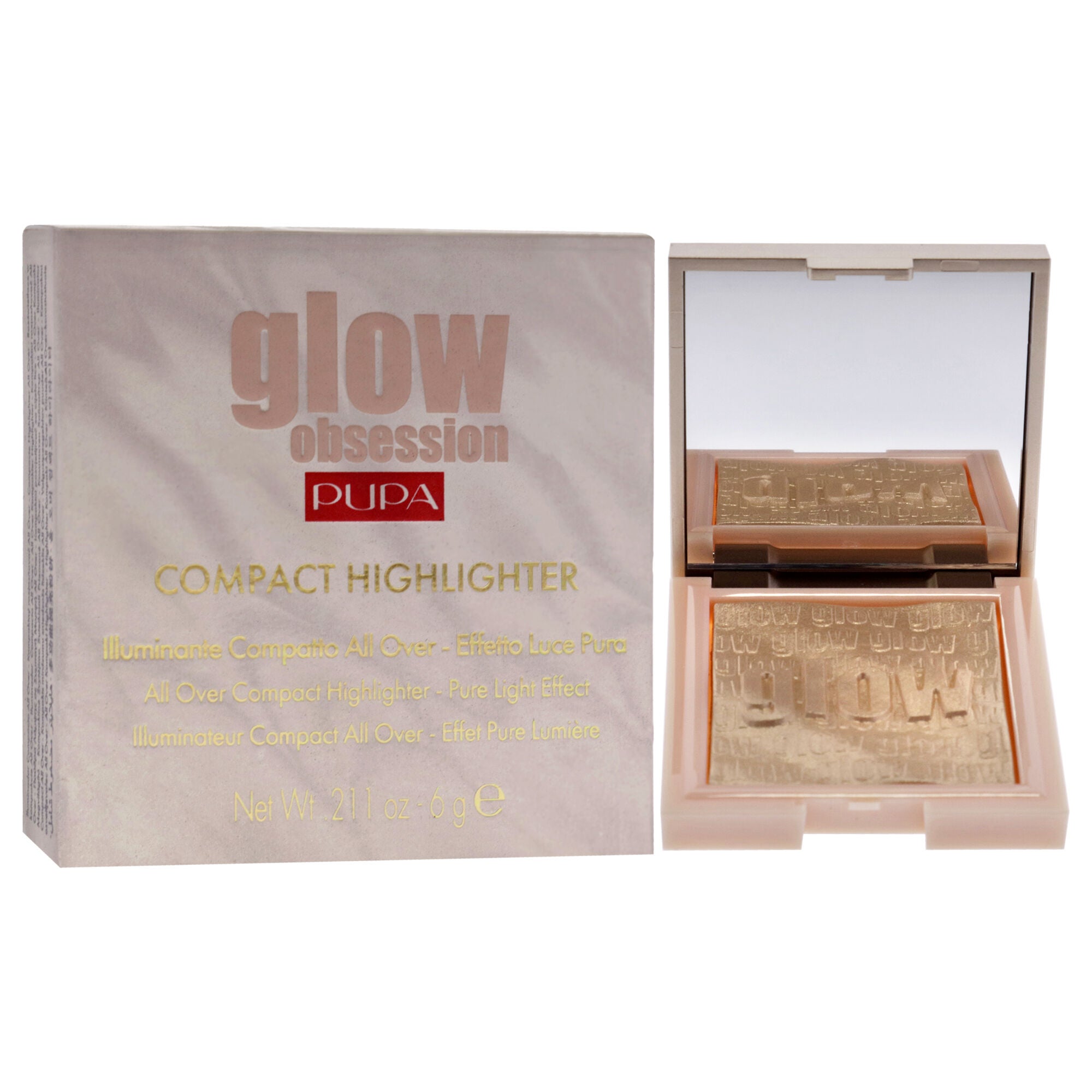 Glow Obession Compact Highlighter - 100 Light Gold by Pupa Milano for Women - 0.211 oz Highlighter, See Description, alternate image number 1