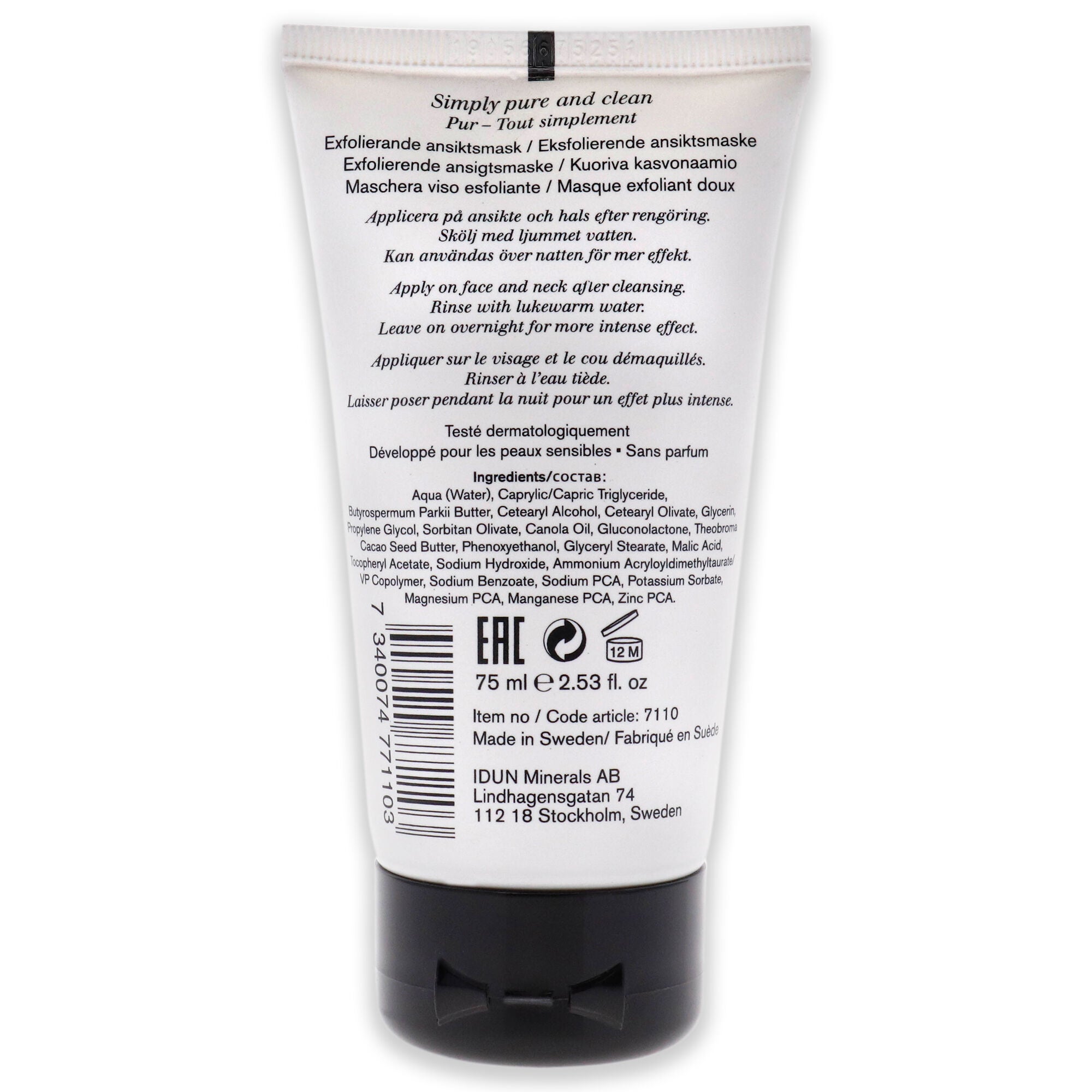 Gentle Face Peeling by Idun Minerals for Unisex - 2.53 oz Mask, See Description, alternate image number 1