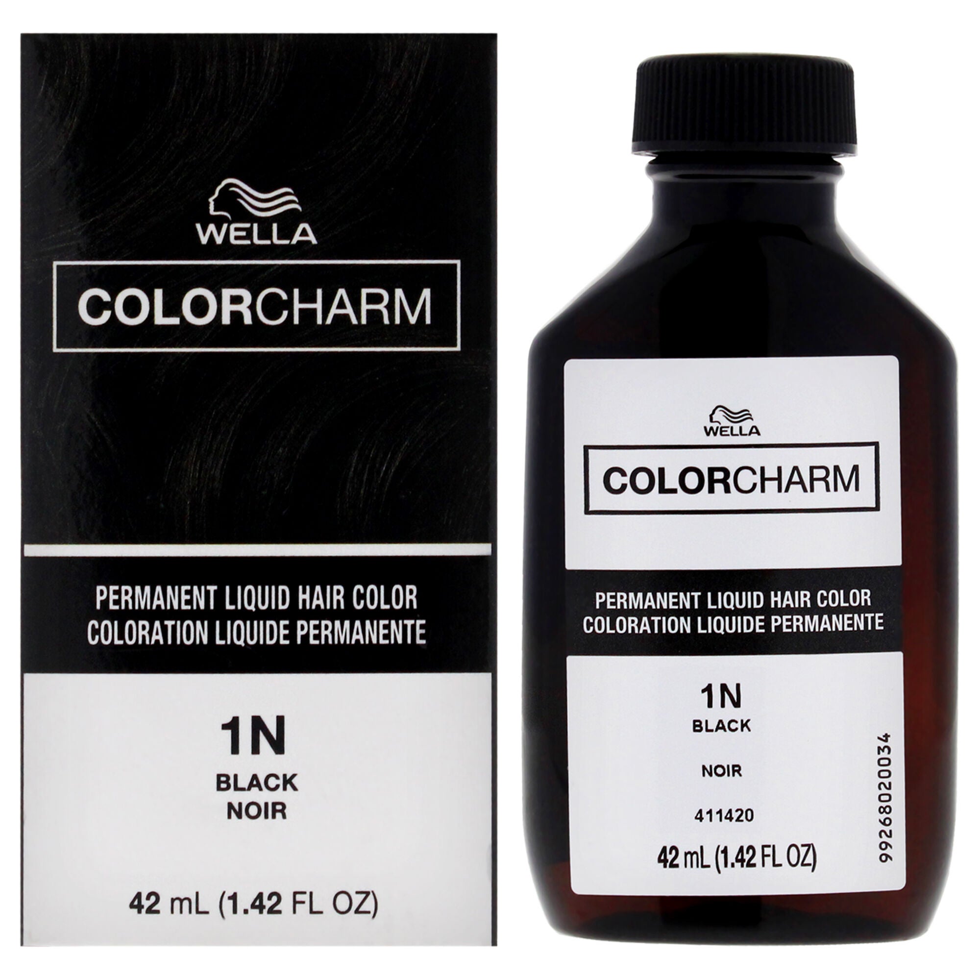Color Charm Permanent Liquid Hair Color - 1N 051 Black by Wella for Unisex - 1.42 oz Hair Color, See Description, hi-res image number 0