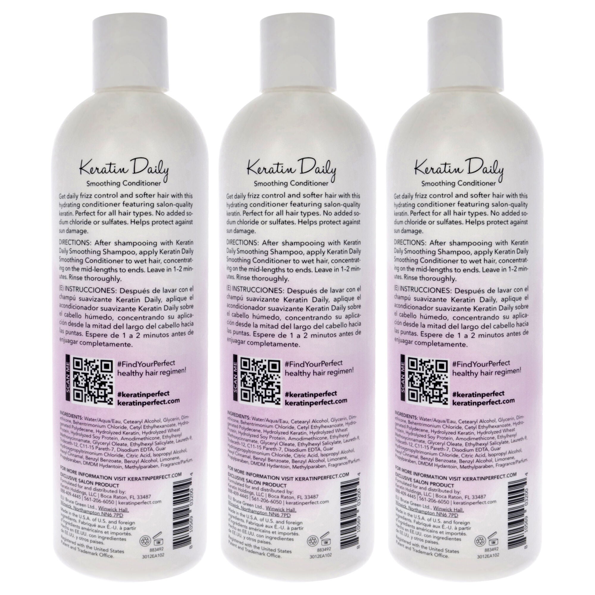 Keratin Daily Conditioner by Keratin Perfect for Unisex - 12 oz Conditioner - Pack of 3, , alternate image number 3