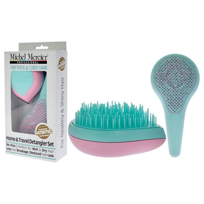 Home and Travel Detangler Set - Thick-Curly Hair by Michel Mercier for Unisex - 2 Pc The Classic Detangler Brush, The Travel Detangler Brush, , alternate image number null