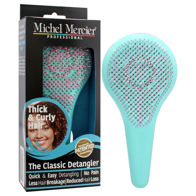 The Classic Detangler Thick and Curly Hair - Pink-Turquoise by Michel Mercier for Unisex - 1 Pc Hair Brush, NA, alternate image number null