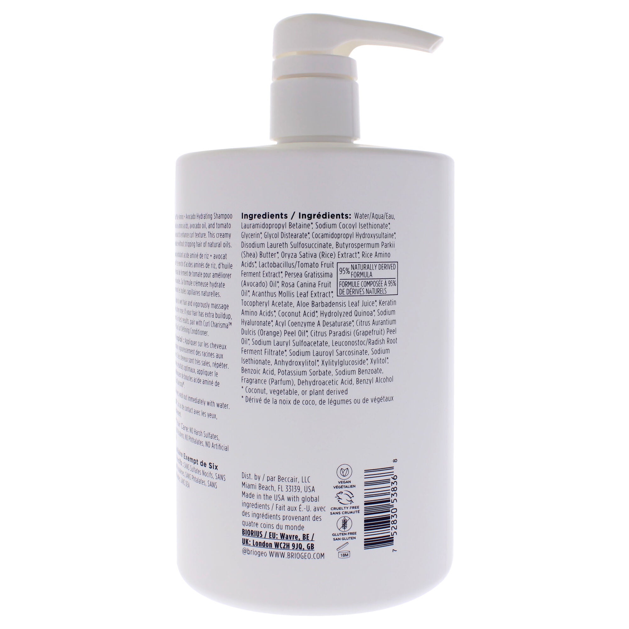 Curl Charisma Rice Amino Plus Avocado Hydrating Shampoo by Briogeo for Unisex - 33.8 oz Shampoo, Beige, alternate image number 1