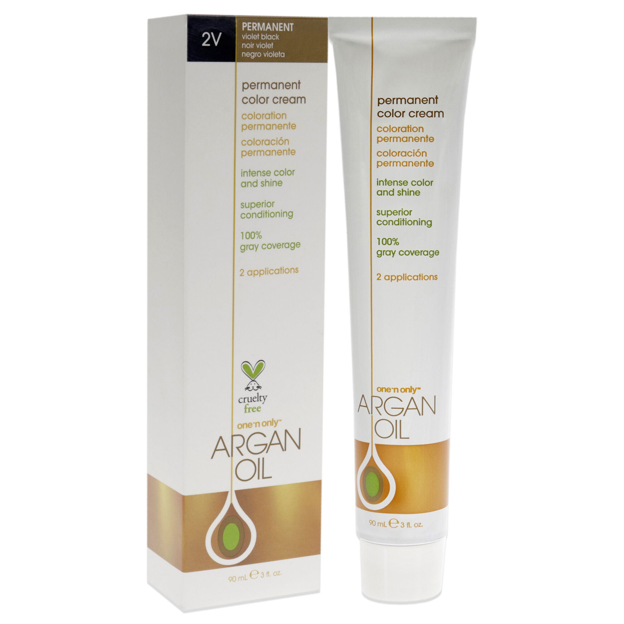 Argan Oil Permanent Color Cream - 2V Violet Black by One n Only for Unisex - 3 oz Hair Color, See Description, alternate image number 2