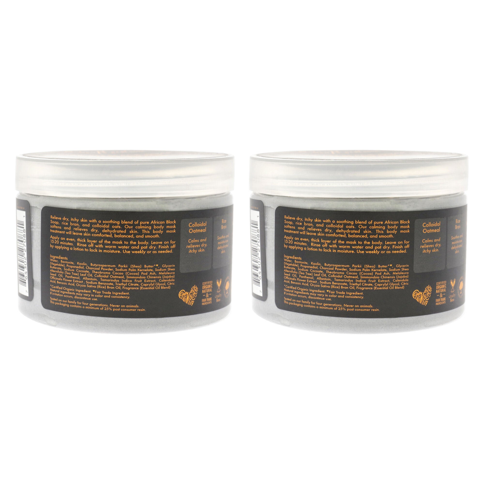 African Black Soap Soothing Body Mask - Pack of 2 by Shea Moisture for Unisex - 12 oz Mask, Black, alternate image number 1